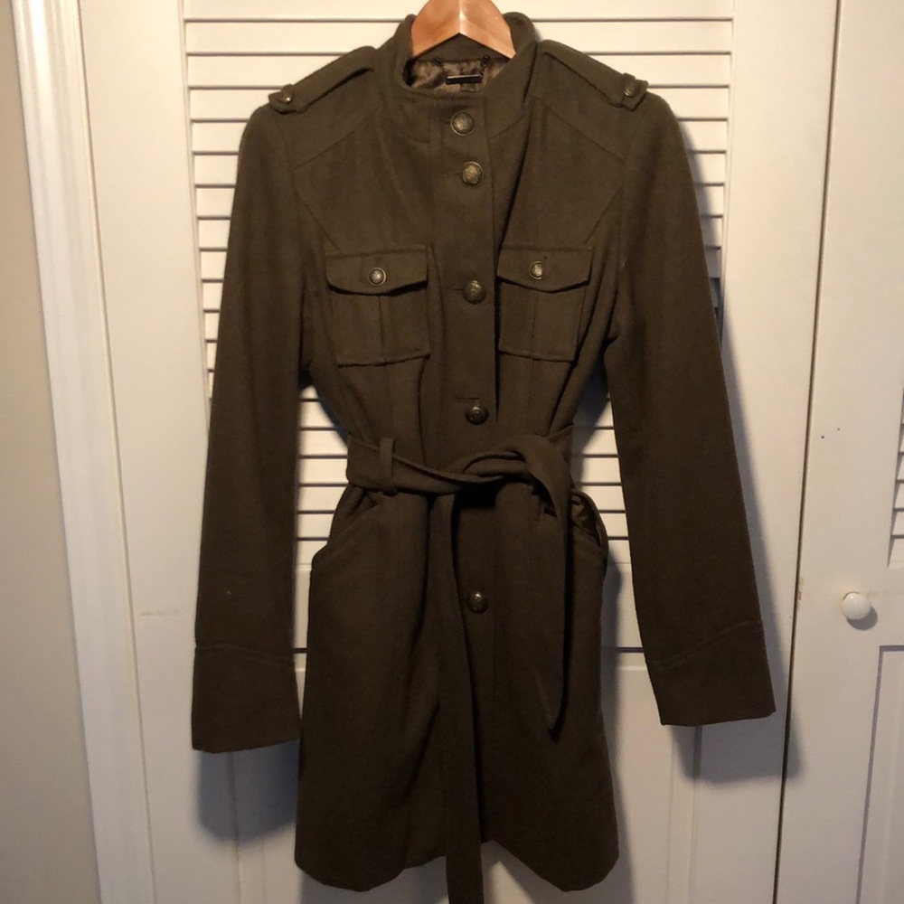Olive green trench coat